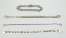 4 STERLING SILVER BRACELETS