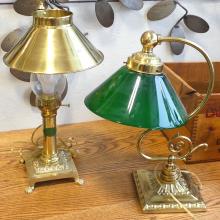 TWO BRASS DESK LAMPS