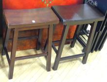 TWO WOODEN BAR STOOLS