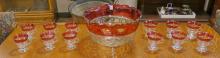 FLASH RUBY GLASS PUNCH SET
