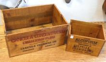 TWO WOODEN CRATES