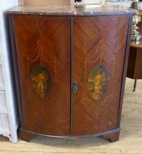 FRENCH MARBLE TOP CONSOLE CABINET