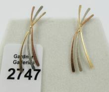 TRI-COLOUR GOLD EARRINGS