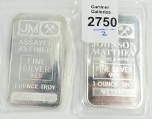 2 SILVER INGOTS - no tax