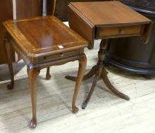 TWO WOODEN SIDE TABLES