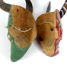 2 WOODEN DEVIL MASKS