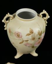 PAIR HAND-PAINTED PORCELAIN URNS