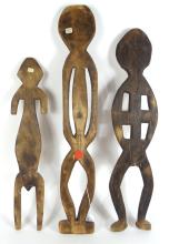 3 PAPUA NEW GUINEA FLAT WOOD FIGURES