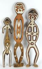 3 PAPUA NEW GUINEA FLAT WOOD FIGURES