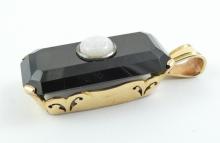 GOLD, OPAL & ONYX PENDANT