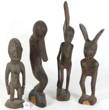 4 CARVED WOOD FIGURES