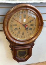 ANTIQUE "SCHOOLHOUSE" WALL CLOCK