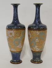 PAIR OF ANTIQUE ROYAL DOULTON VASES