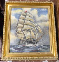 TWO FRAMED "NAUTICAL" OIL PAINTINGS