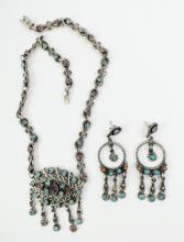 SILVER GEMSTONE NECKLACE & EARRINGS