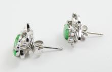 PAIR JADE & DIAMOND EARRINGS