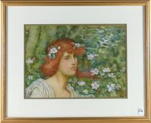 PRE-RAPHAELITE STYLE WATERCOLOUR