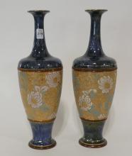 PAIR OF ANTIQUE ROYAL DOULTON VASES