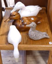FOUR WOODEN DECOYS