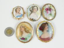 HAND-PAINTED PORCELAIN BROOCHES