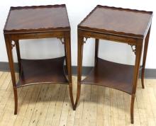 PAIR OF MAHOGANY LAMP TABLES