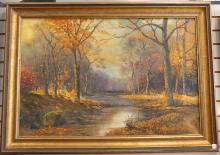 RON DEVEAU "AUTUMN LANDSCAPE" OIL PAINTING