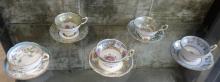 TEN ENGLISH CUPS AND SAUCERS