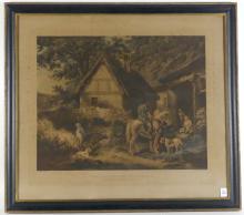 PAIR ANTIQUE GEORGE MORLAND LITHOGRAPHS