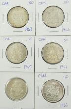 12 CANADIAN SILVER 50-CENTS