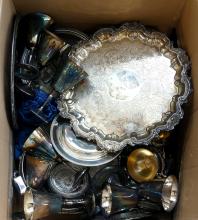 BOX LOT OF SILVERPLATE