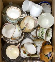 2 BOX LOTS OF CUPS AND SAUCERS, ETC.