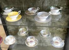 TEN ENGLISH CUPS AND SAUCERS