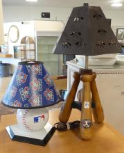 TWO "BASEBALL" TABLE LAMPS