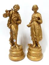 PAIR OF GILDED PLASTER SCULPTURES