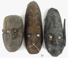 3 PAPUA NEW GUINEA WOOD MASKS