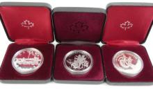 3 CANADIAN SILVER PROOF DOLLARS