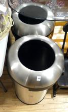 TWO STAINLESS STEEL WASTE CANS