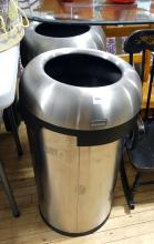 TWO STAINLESS STEEL WASTE CANS