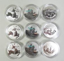 9 CANADIAN SILVER COINS - no tax