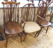 THREE VINTAGE WALNUT CHAIRS