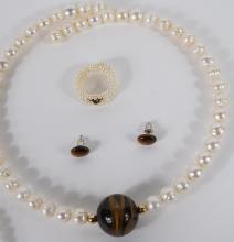 PEARL AND TIGER EYE JEWELLERY