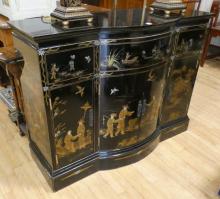 ASIAN BLACK LACQUER CONSOLE CABINET