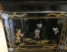 ASIAN BLACK LACQUER CONSOLE CABINET