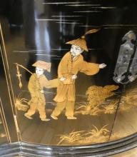 ASIAN BLACK LACQUER CONSOLE CABINET