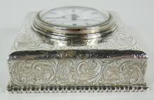 ANTIQUE SILVER PAPERWEIGHT CLOCK