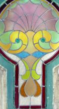 ANTIQUE "KEYHOLE" STAINED GLASS WINDOW