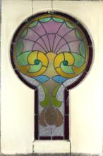ANTIQUE "KEYHOLE" STAINED GLASS WINDOW