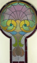 ANTIQUE "KEYHOLE" STAINED GLASS WINDOW