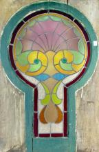 ANTIQUE "KEYHOLE" STAINED GLASS WINDOW