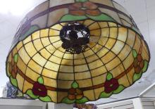 ART DECO SLAG GLASS LIGHT FIXTURE